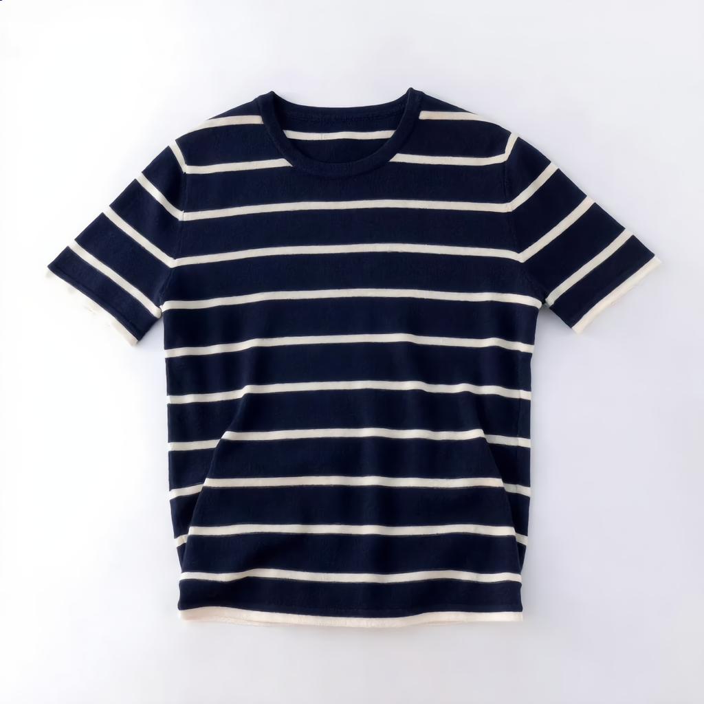 Striped Round Neck Cotton T-Shirt