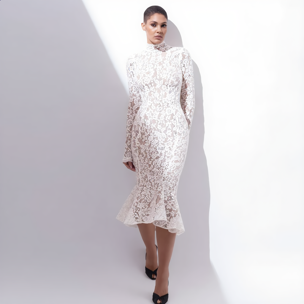The Clara High-Neck Lace Dress