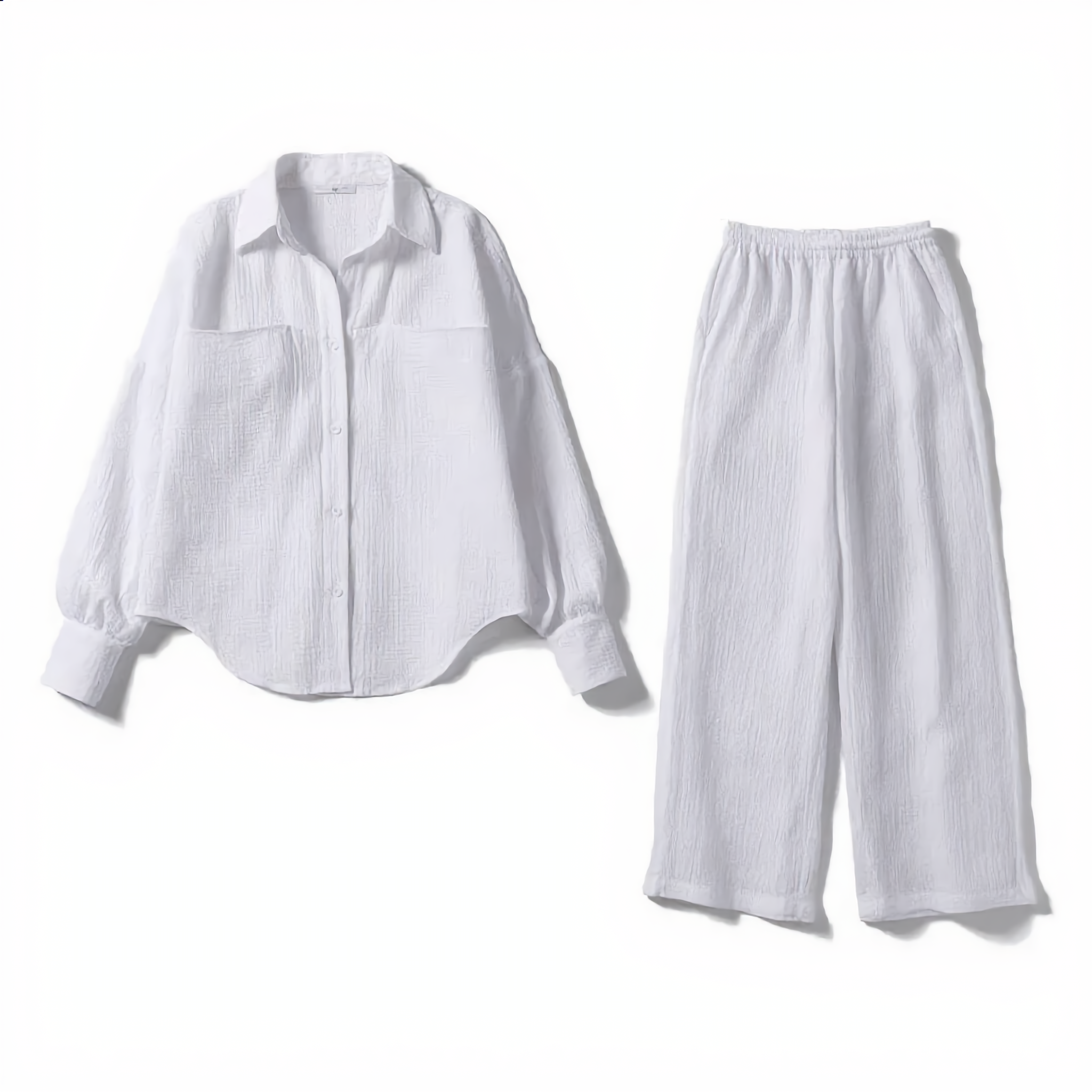 Cotton Oversized Shirt & Wide-Leg Pant Set