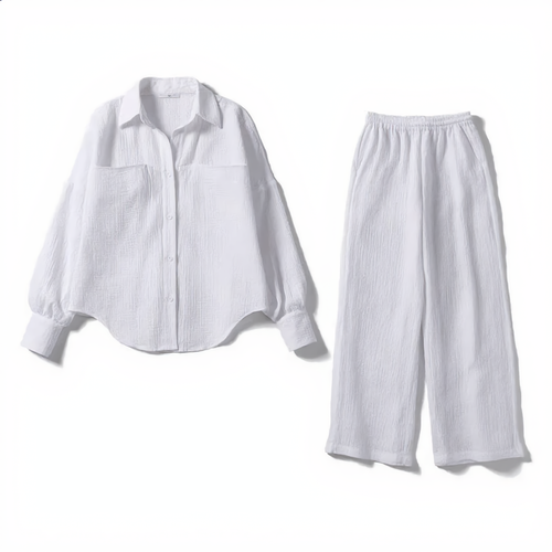 Cotton Oversized Shirt & Wide-Leg Pant Set