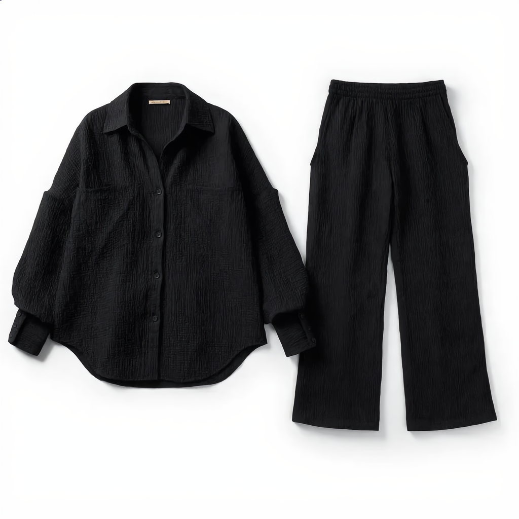 Cotton Oversized Shirt & Wide-Leg Pant Set