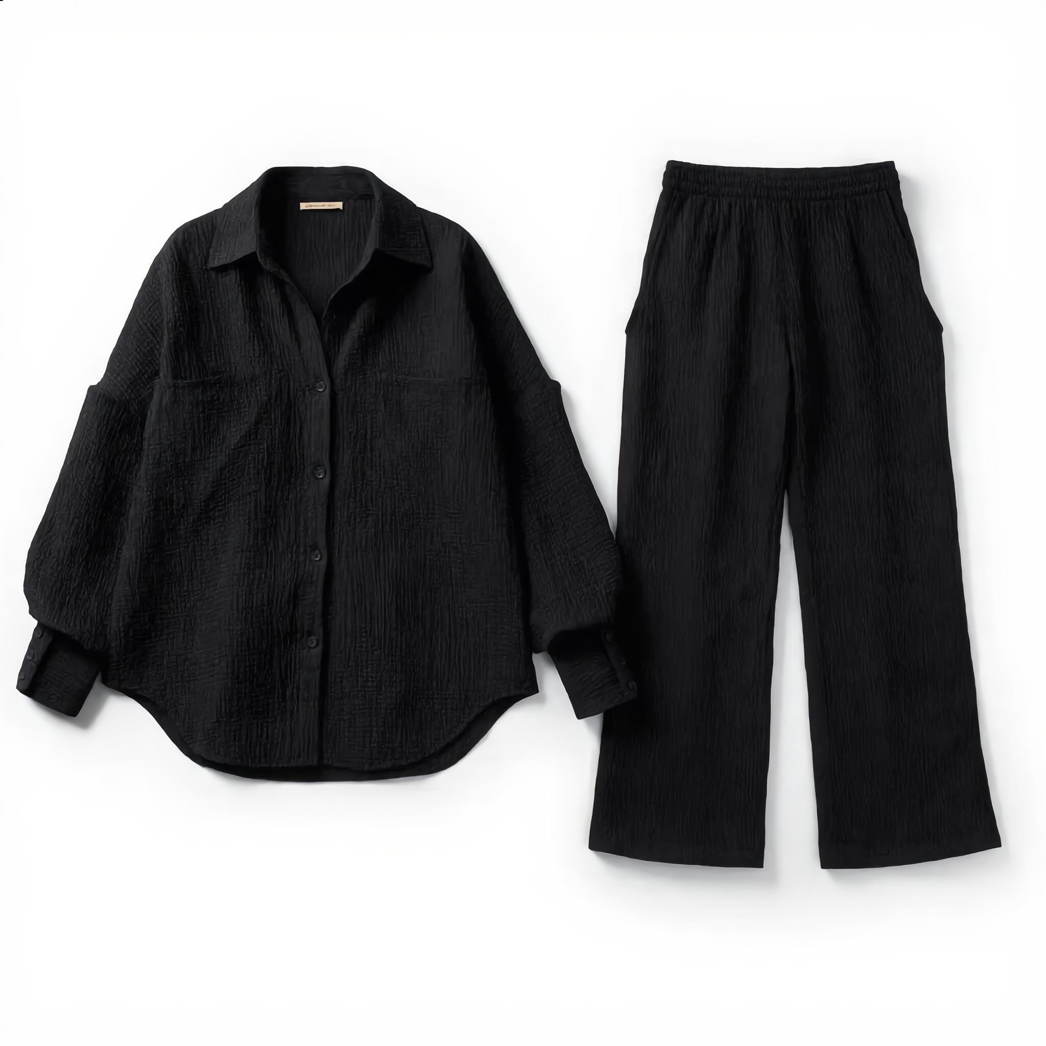Cotton Oversized Shirt & Wide-Leg Pant Set