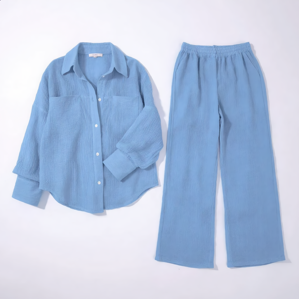 Cotton Oversized Shirt & Wide-Leg Pant Set