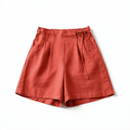 Linen Short High Waist Pleated