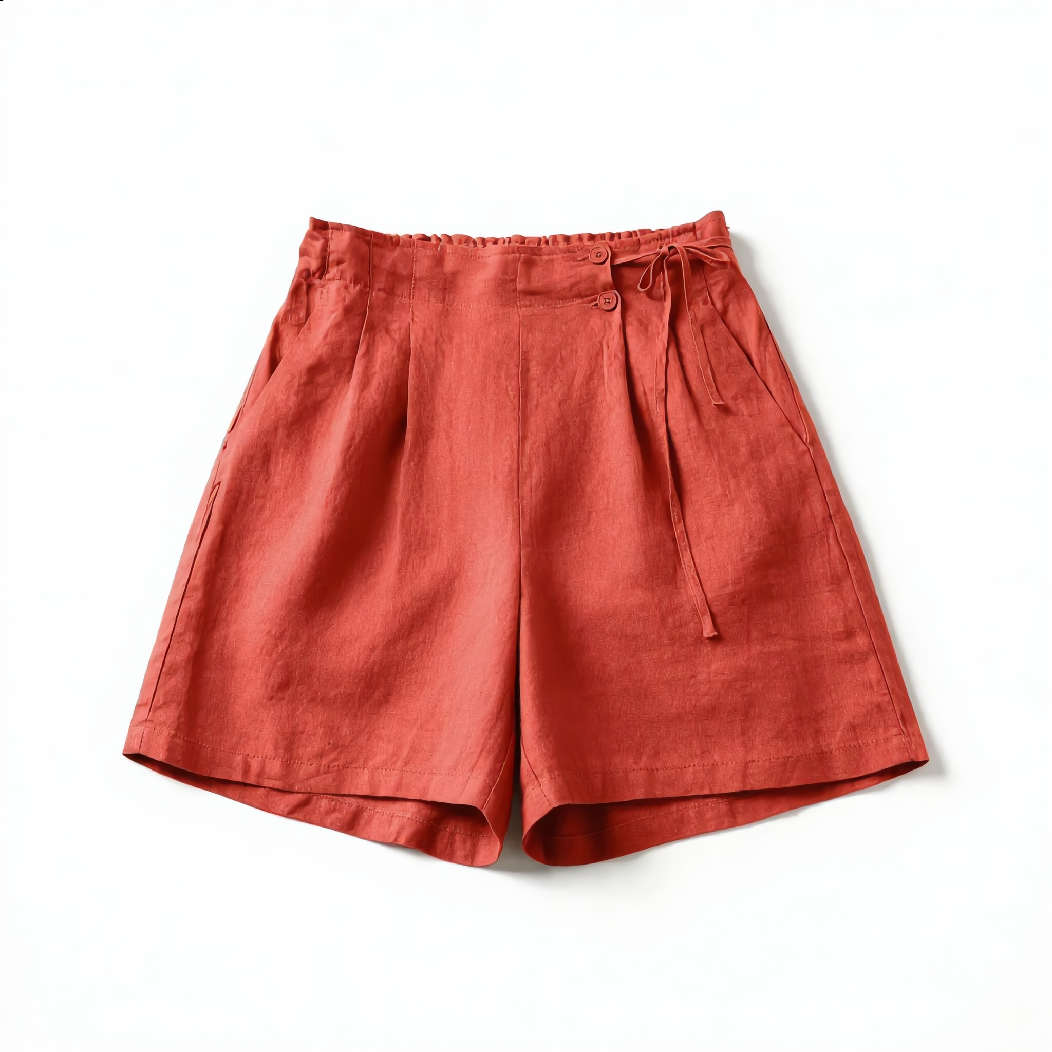 Linen Short High Waist Pleated