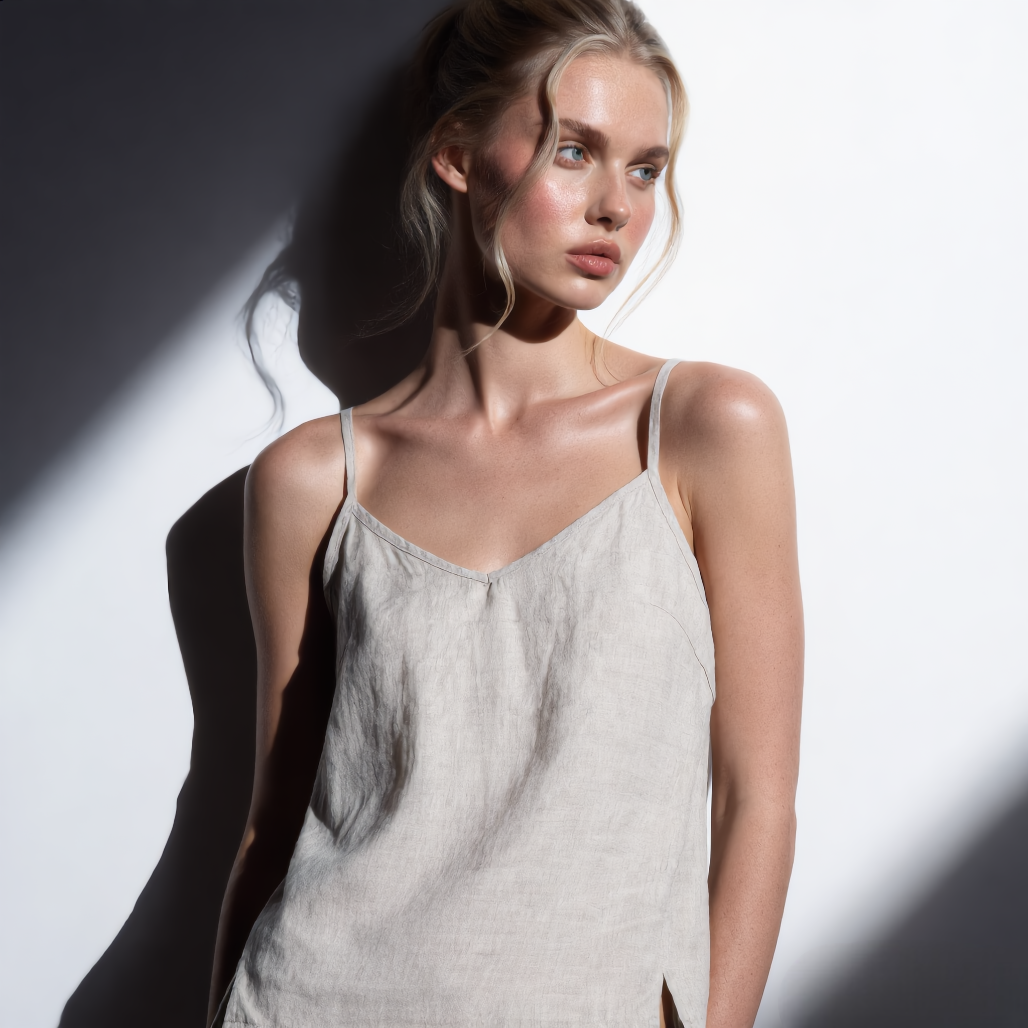 Linen Cotton Tank V-Neck