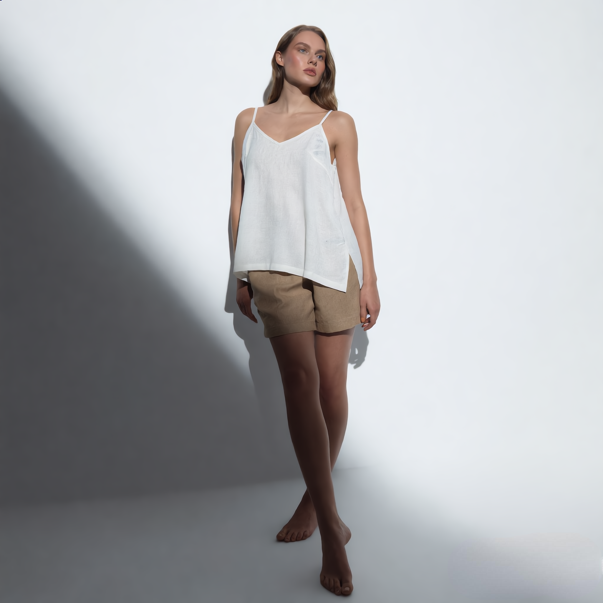 Linen Cotton Tank V-Neck