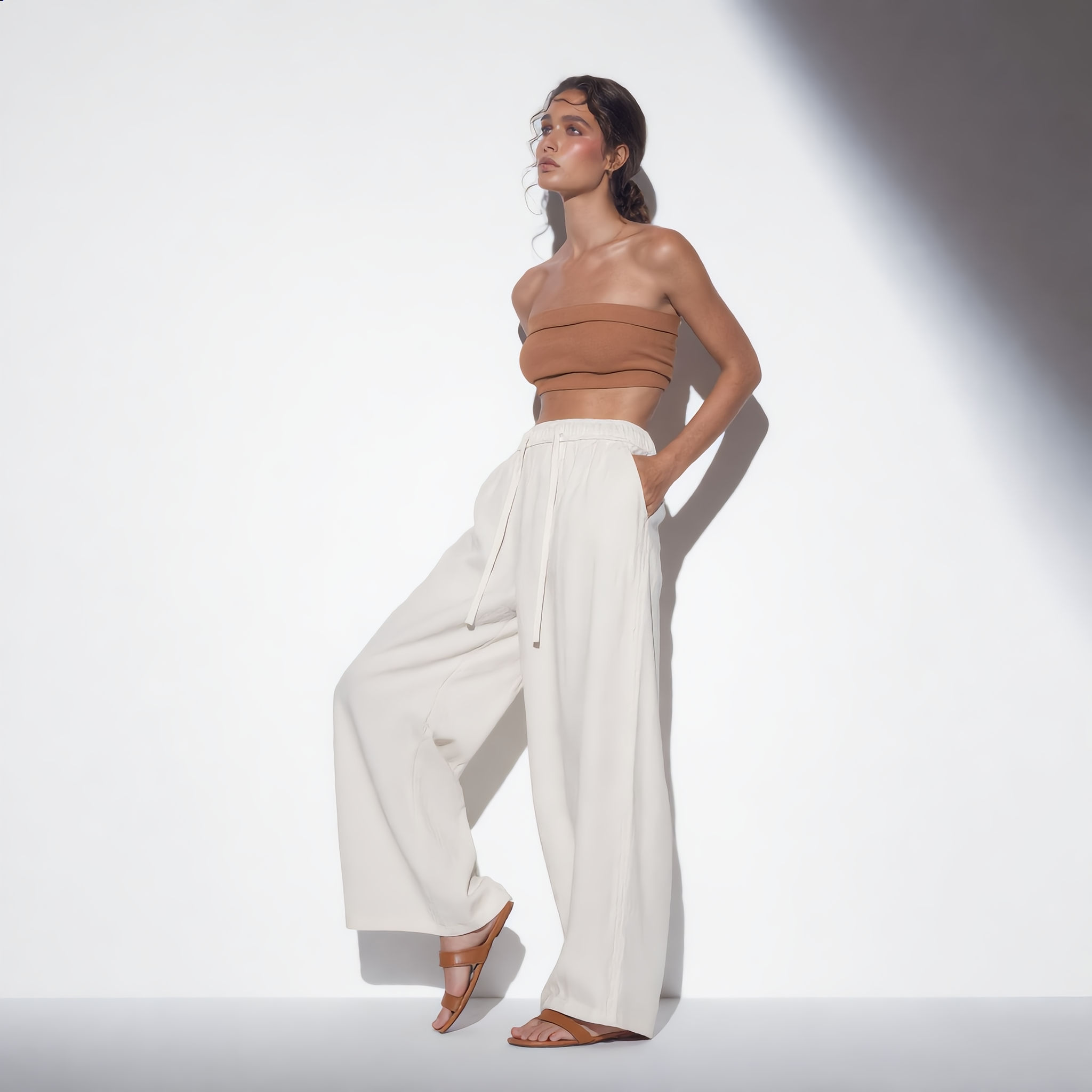 Wide-Leg Cotton Drawstring Pant