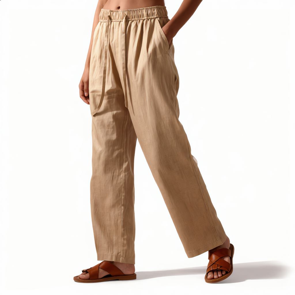 Wide-Leg Cotton Drawstring Pant
