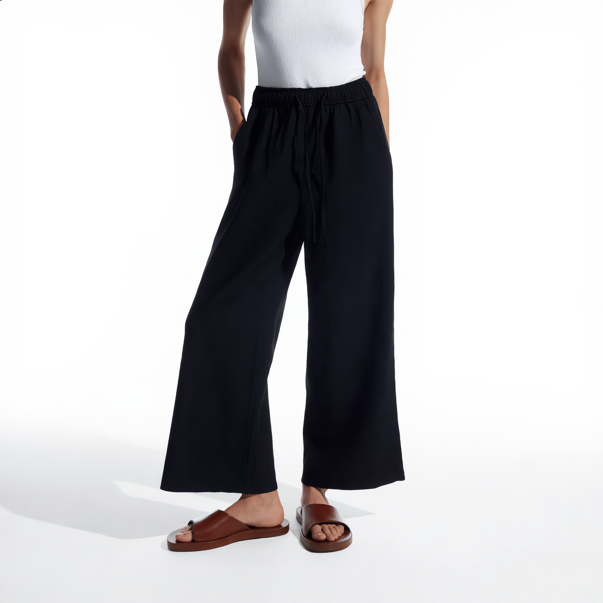 Wide-Leg Cotton Drawstring Pant