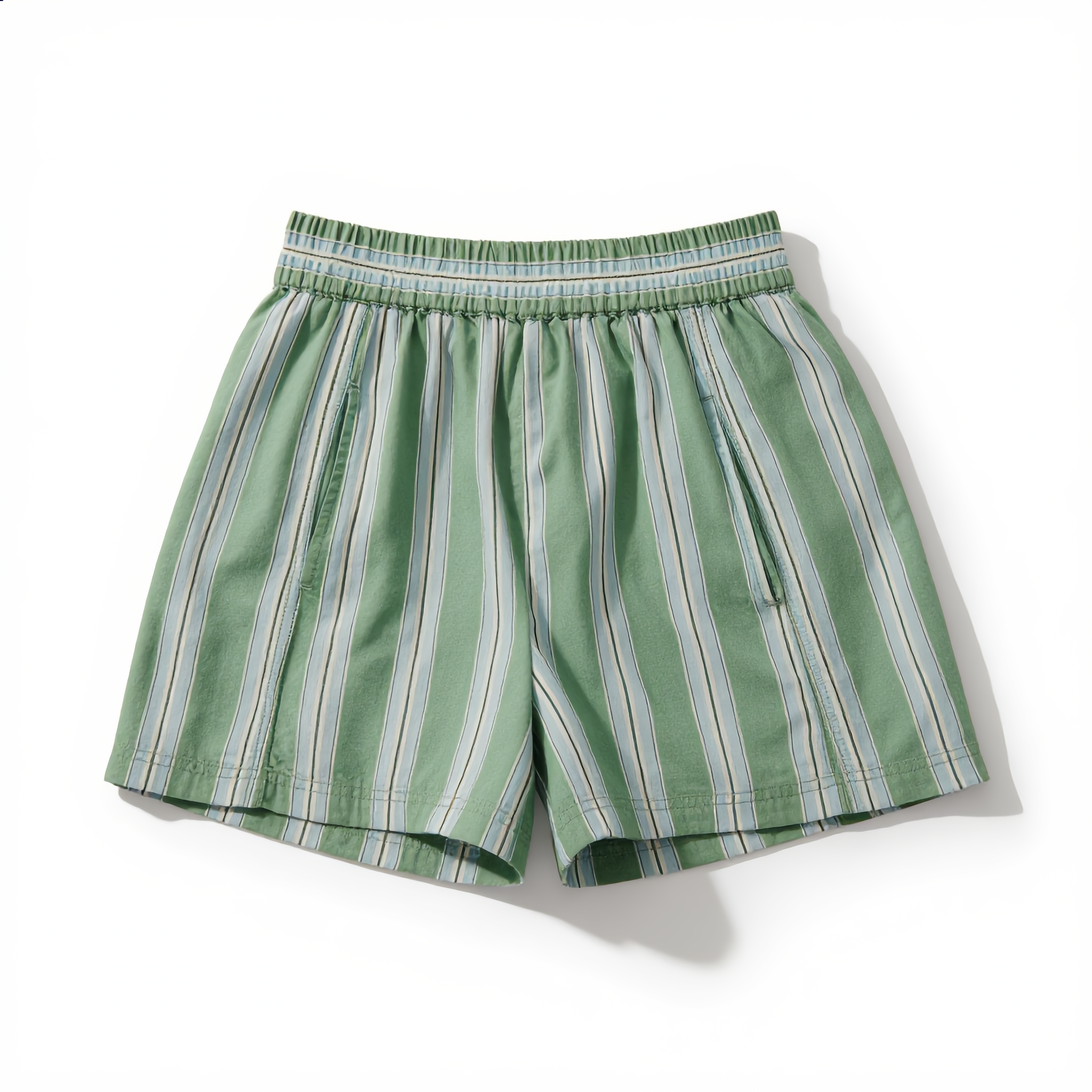 Cotton Stripe Short Smocked Waist