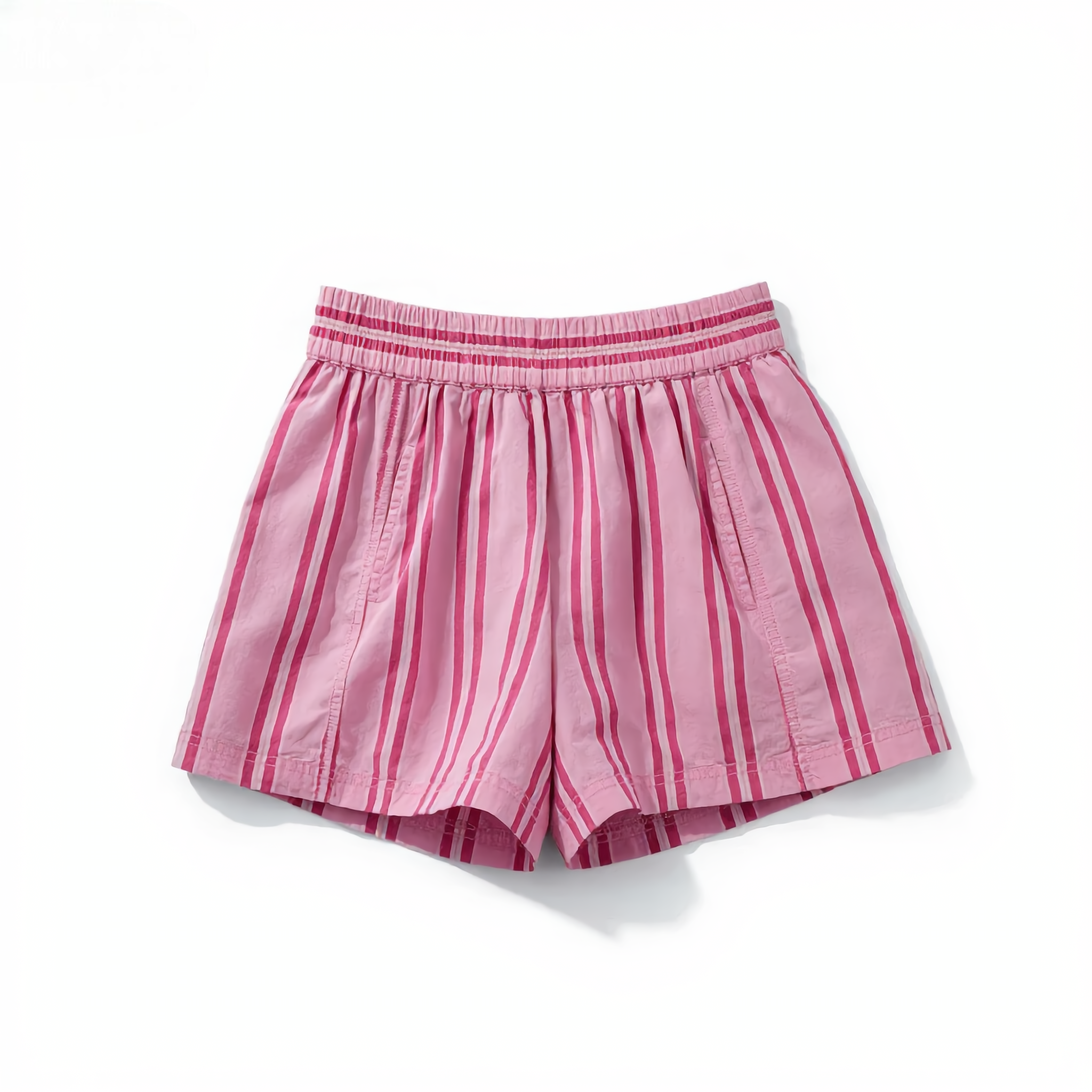 Cotton Stripe Short Smocked Waist