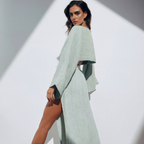 Cotton Linen Flare Sleeve High Slit Set