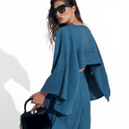 Cotton Linen Flare Sleeve High Slit Set