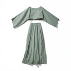 Cotton Linen Flare Sleeve High Slit Set