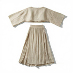 Cotton Linen Flare Sleeve High Slit Set