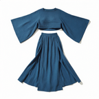 Cotton Linen Flare Sleeve High Slit Set