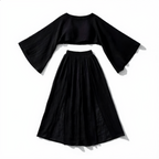 Cotton Linen Flare Sleeve High Slit Set