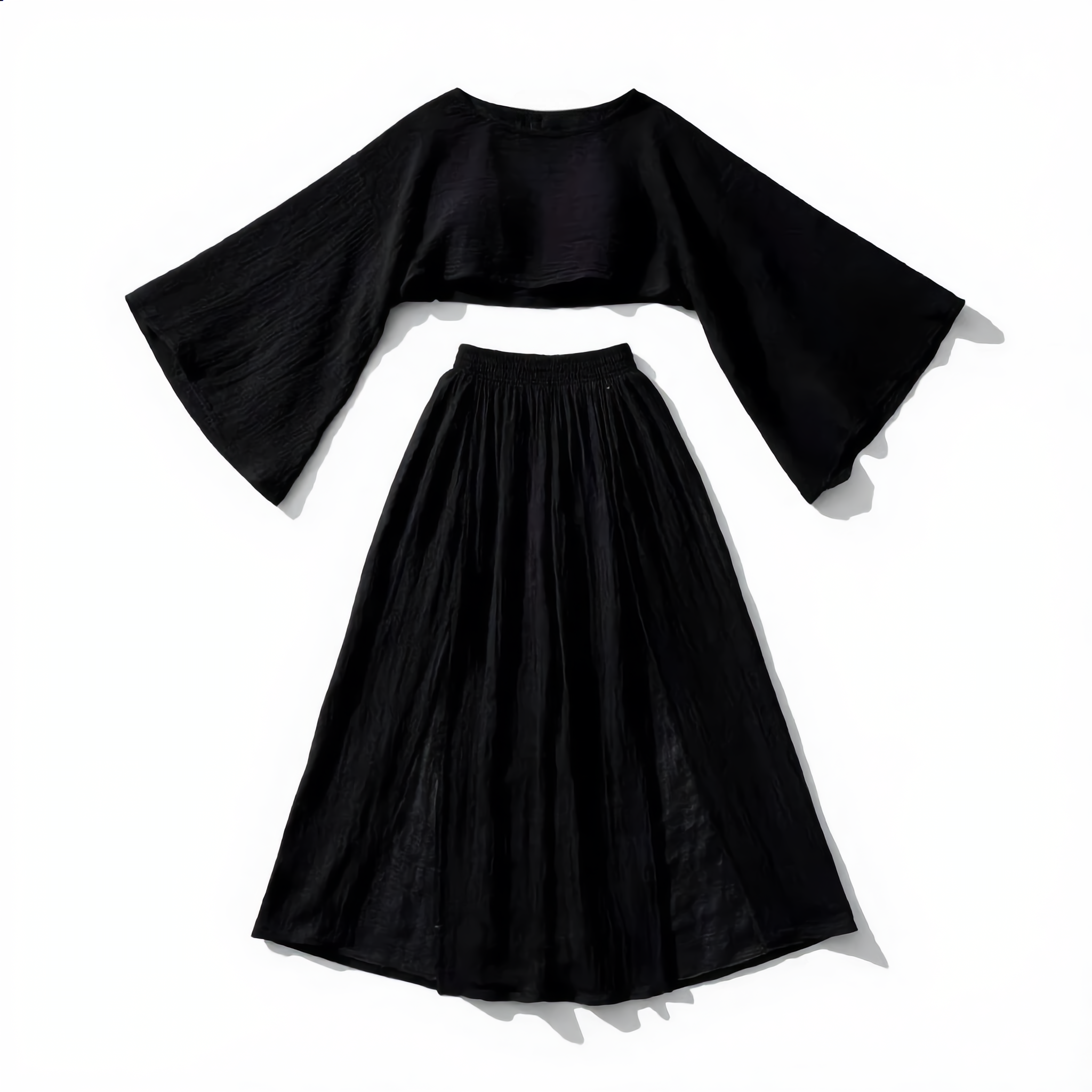Cotton Linen Flare Sleeve High Slit Set