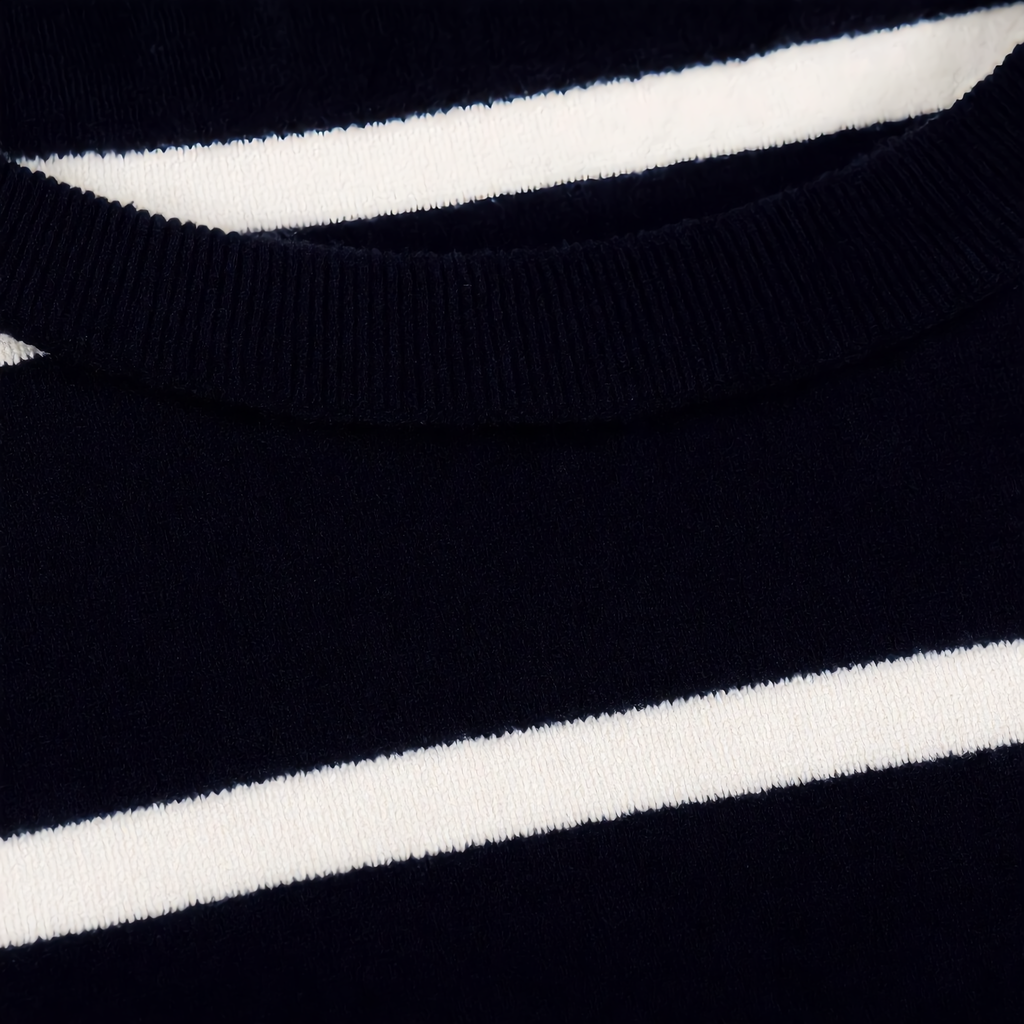 Striped Round Neck Cotton T-Shirt