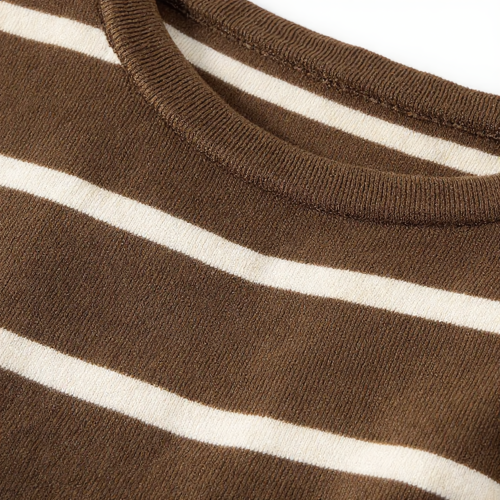 Striped Round Neck Cotton T-Shirt