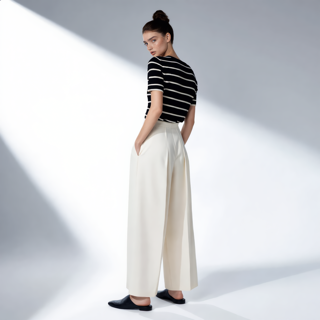 Striped Round Neck Cotton T-Shirt