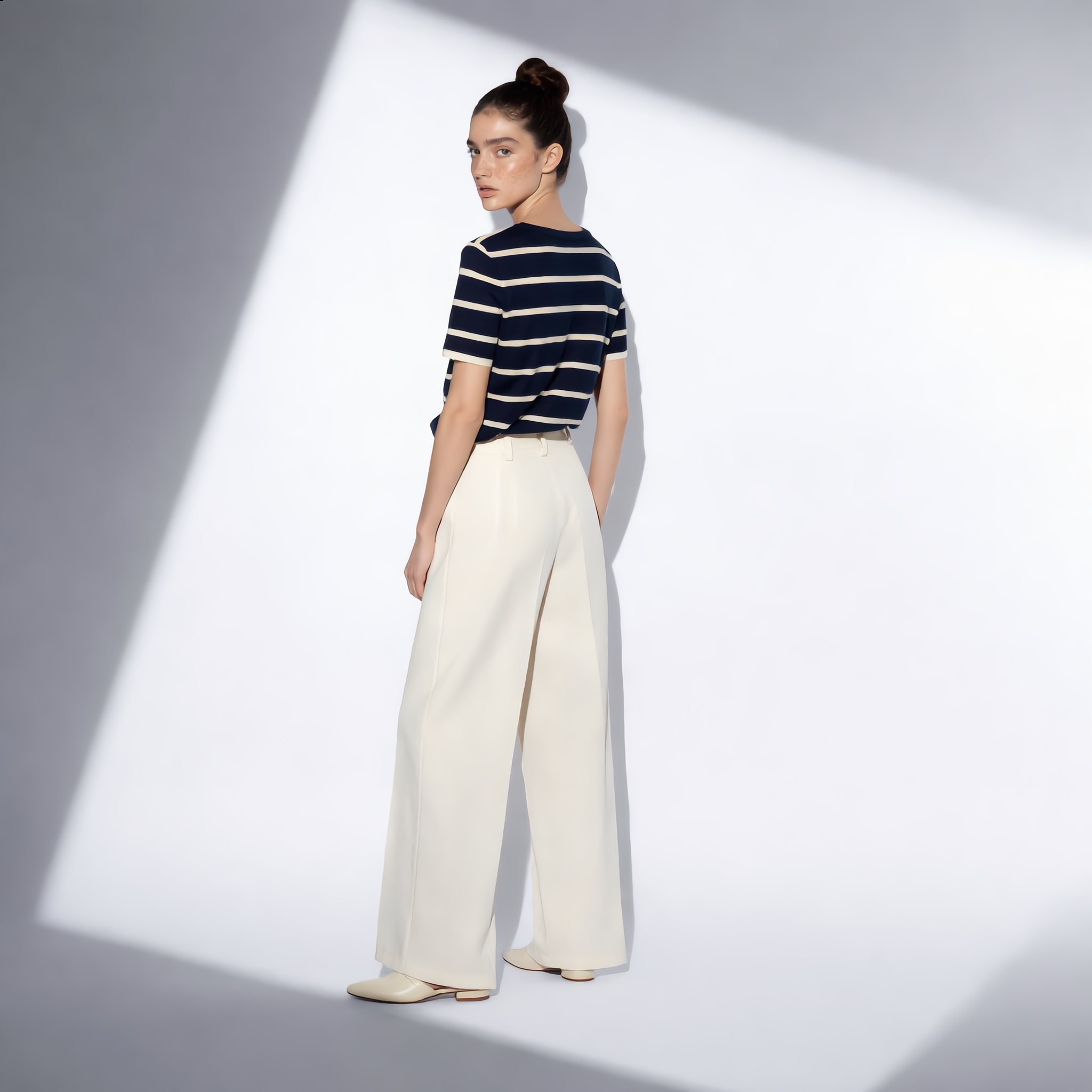 Striped Round Neck Cotton T-Shirt
