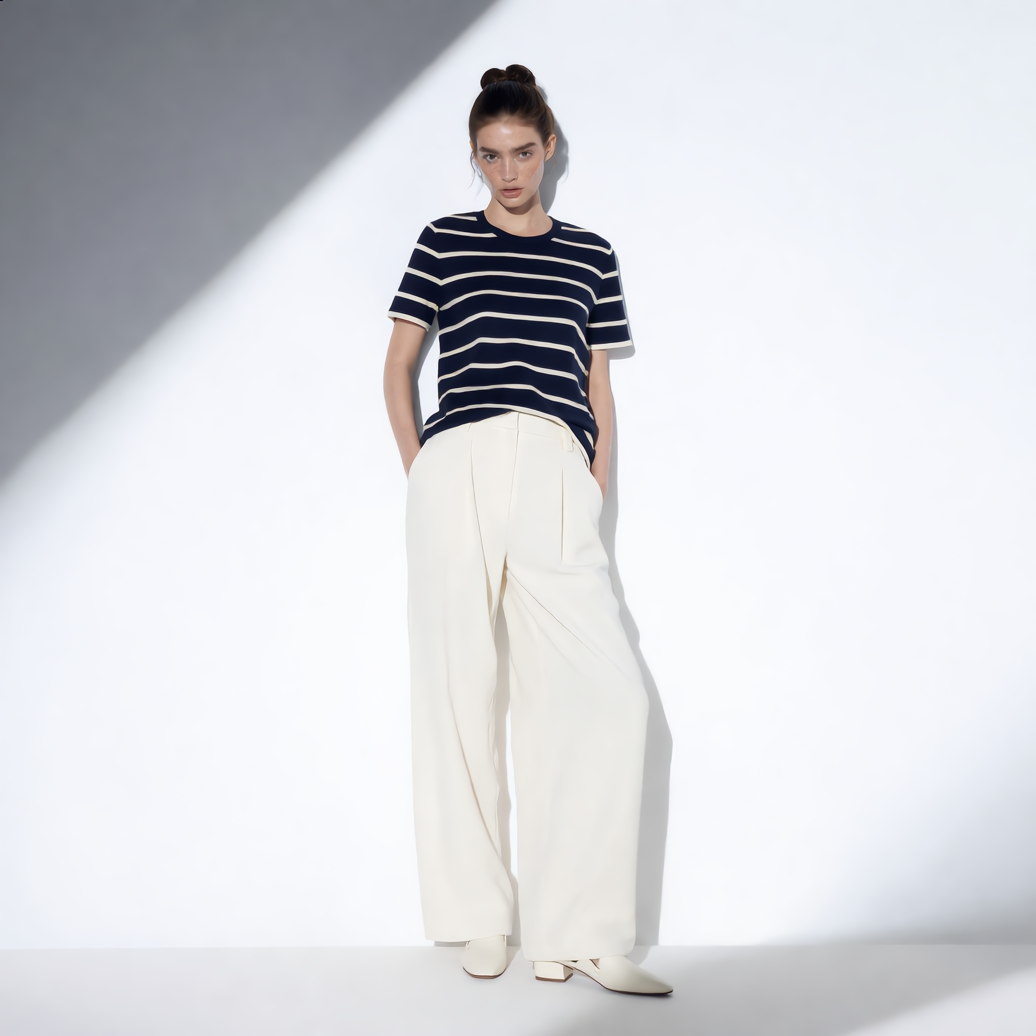 Striped Round Neck Cotton T-Shirt