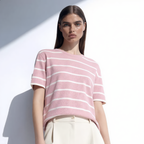 Striped Round Neck Cotton T-Shirt
