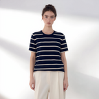 Striped Round Neck Cotton T-Shirt