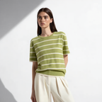 Striped Round Neck Cotton T-Shirt