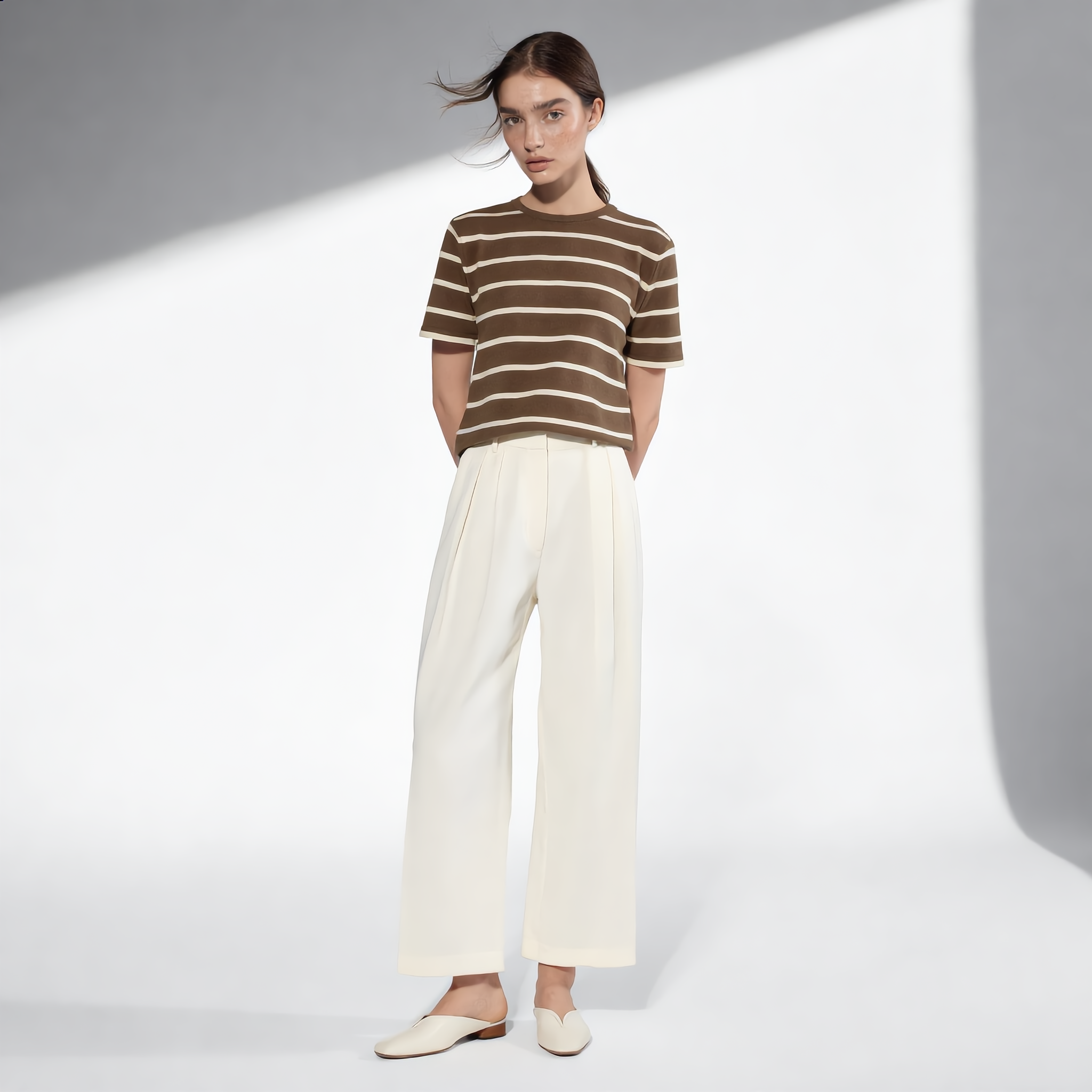 Striped Round Neck Cotton T-Shirt