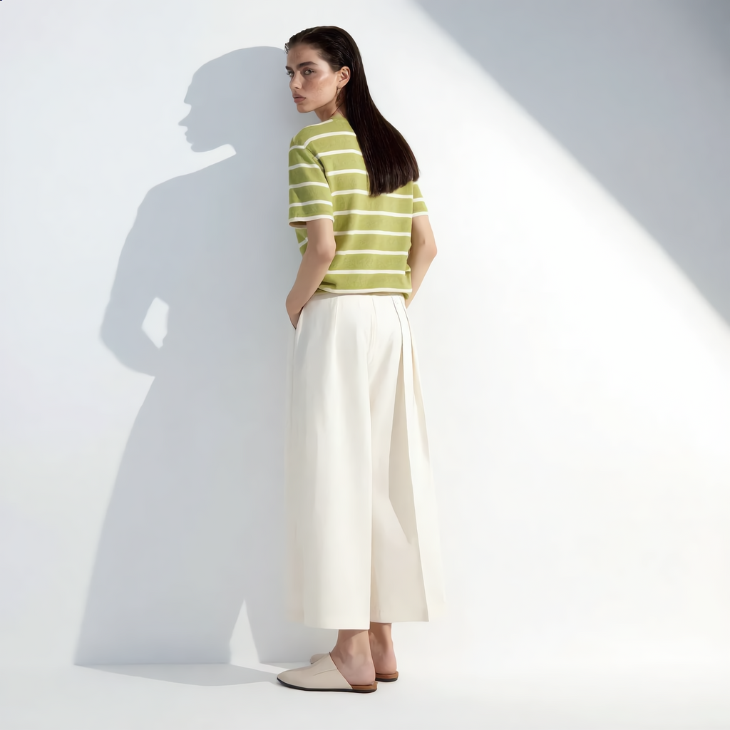 Striped Round Neck Cotton T-Shirt