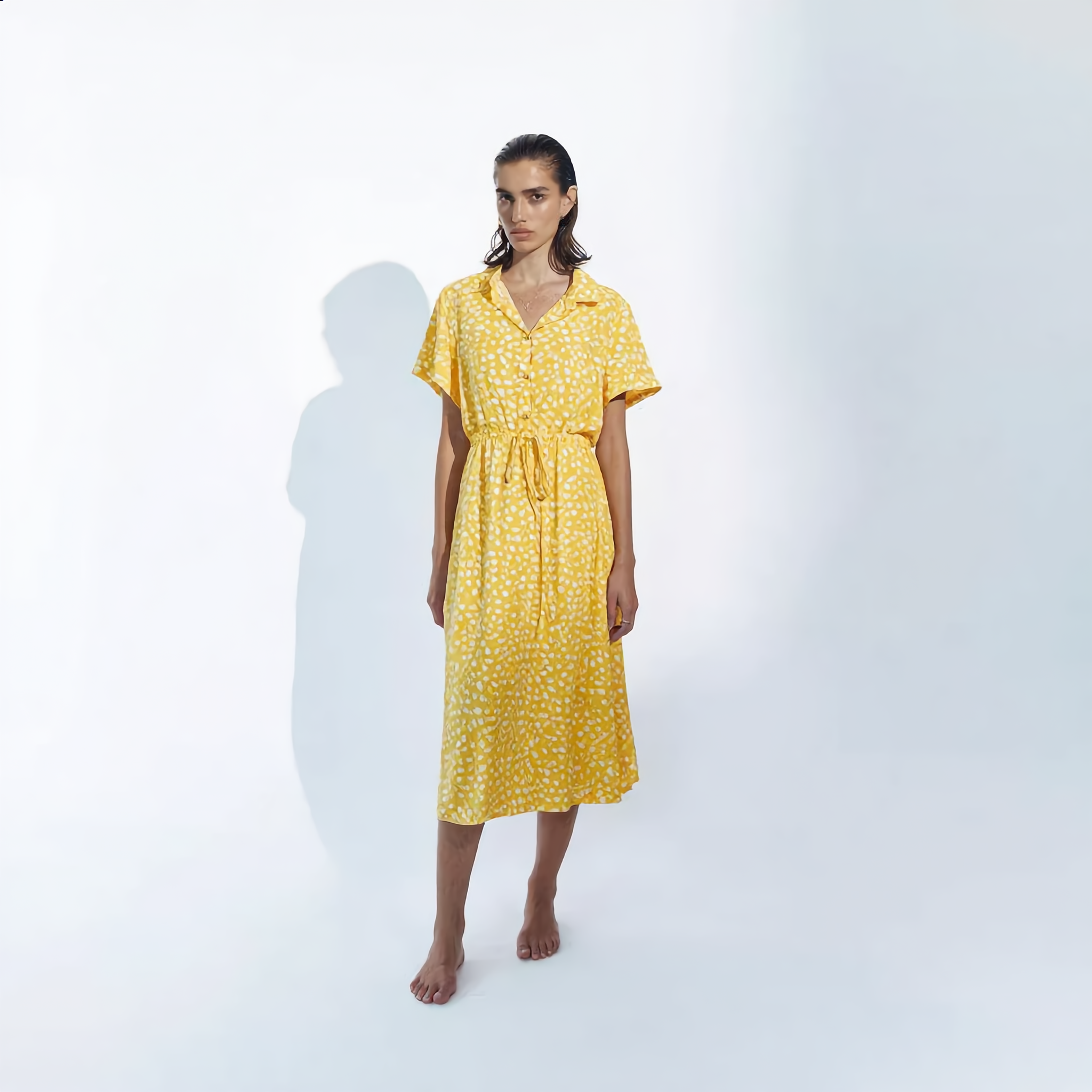 Printed Belted Shirt Dress