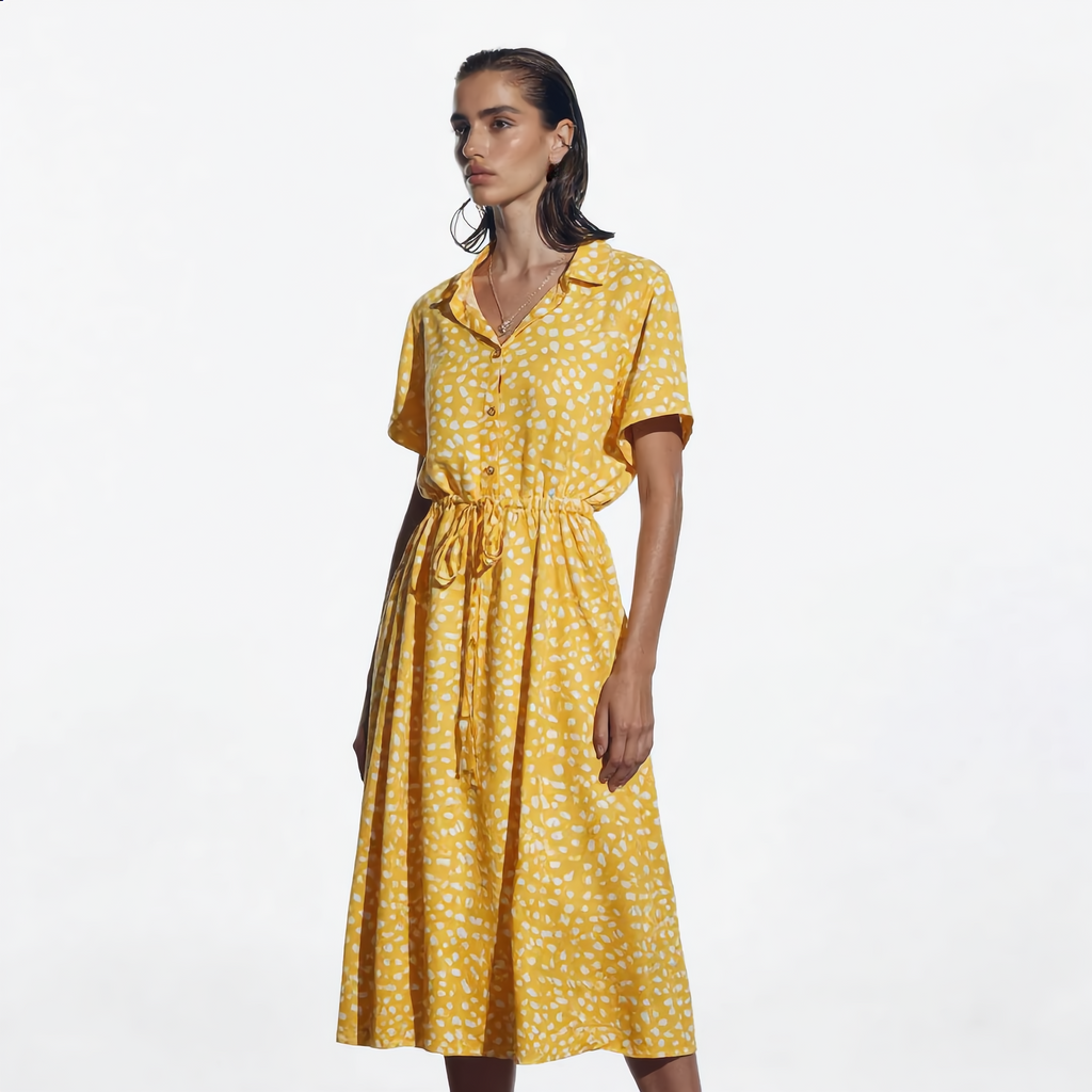 Printed Belted Shirt Dress
