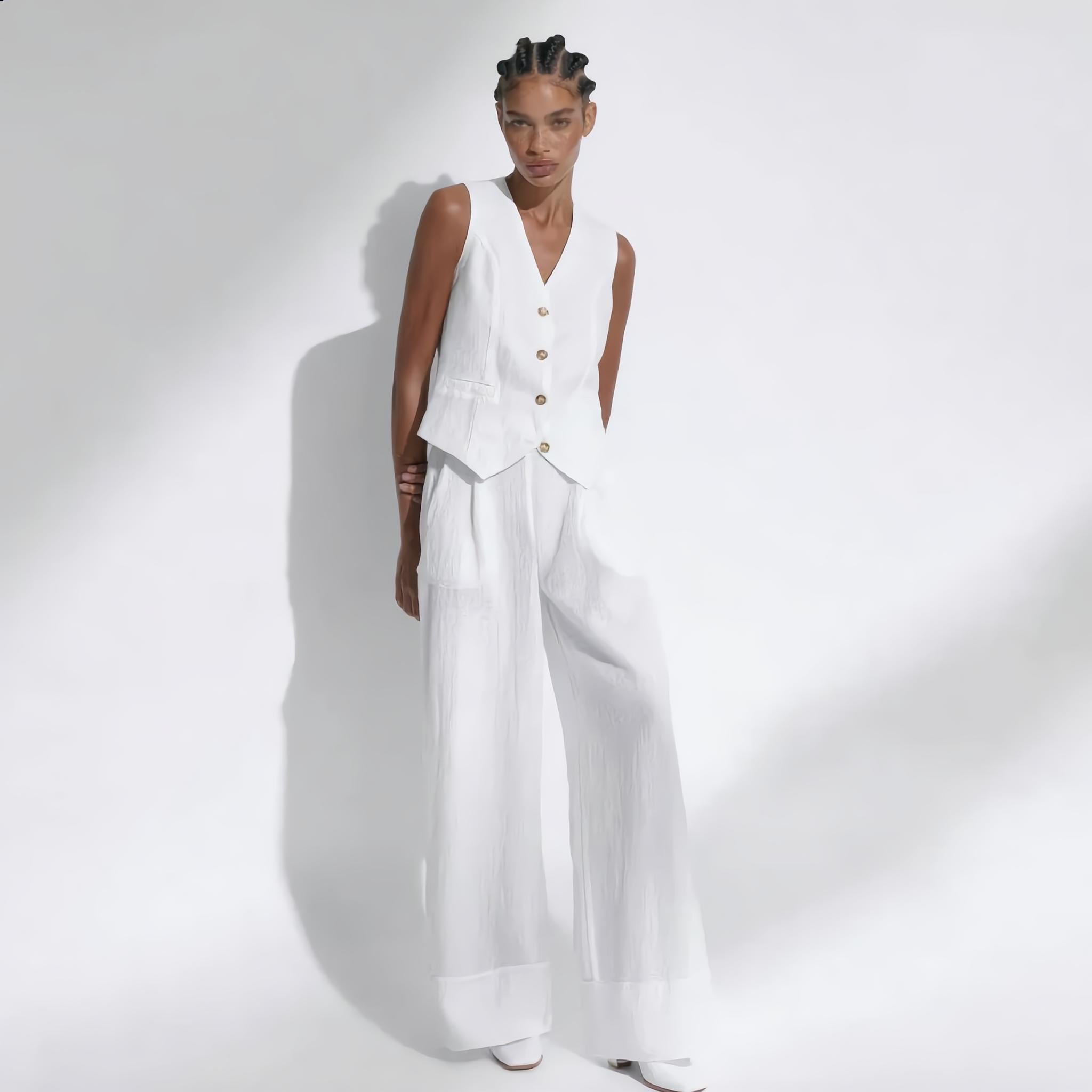 Cotton Vest Trousers Set Elasticated Waist