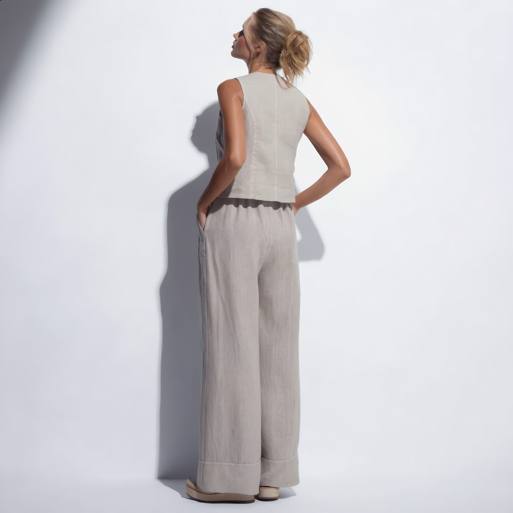 Cotton Vest Trousers Set Elasticated Waist