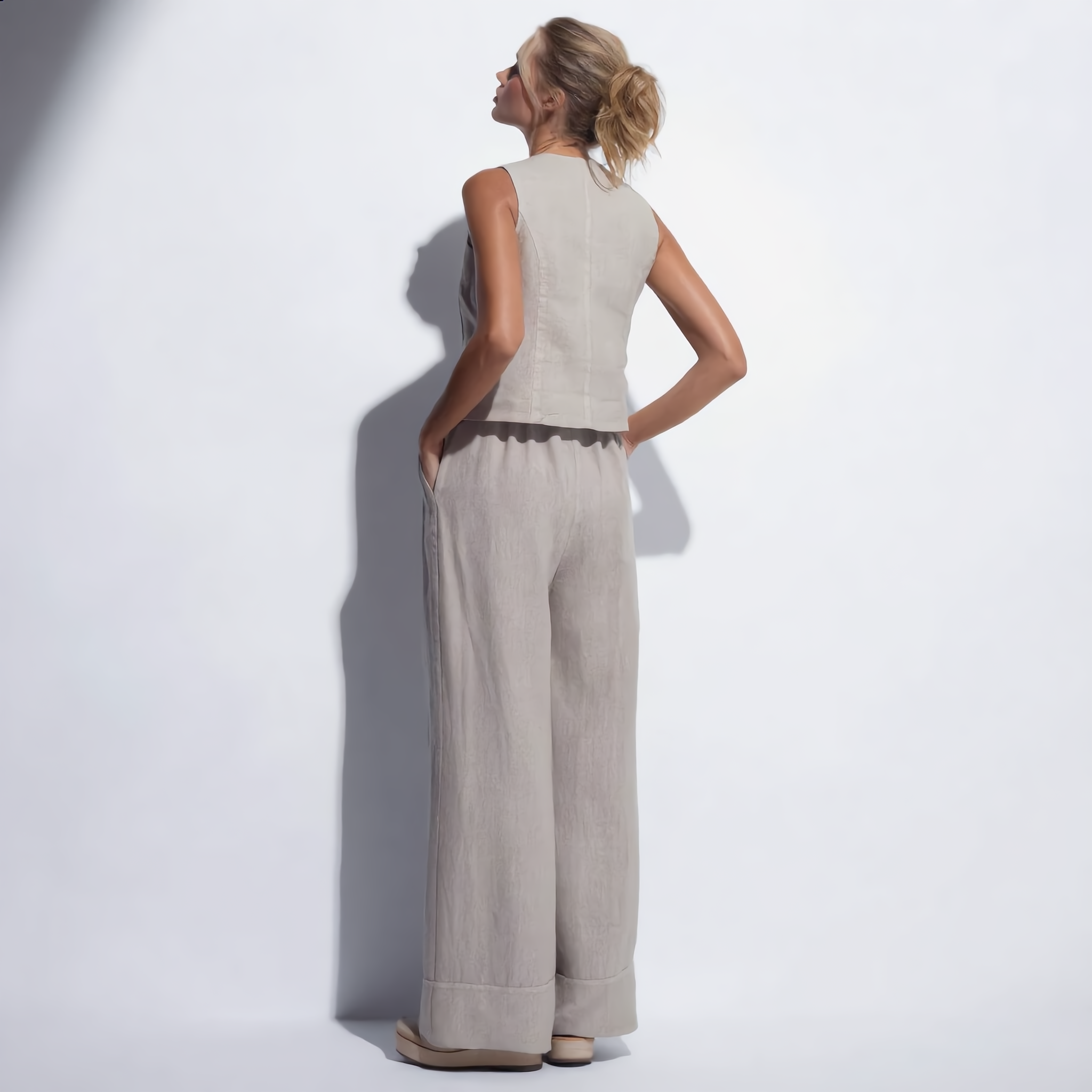Cotton Vest Trousers Set Elasticated Waist