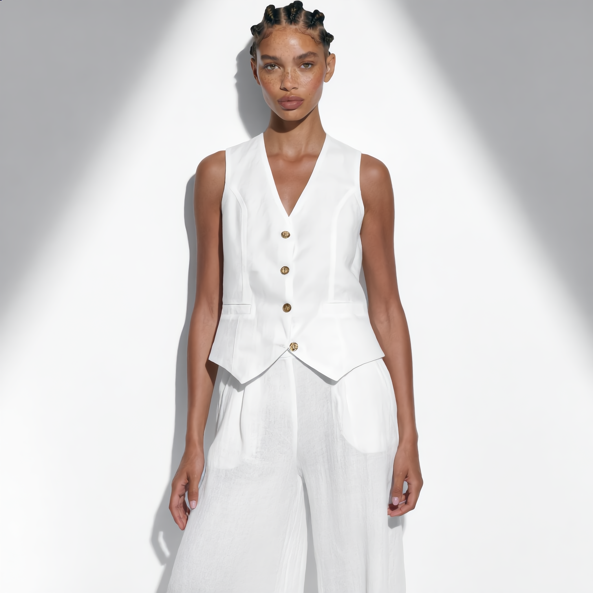 Cotton Vest Trousers Set Elasticated Waist