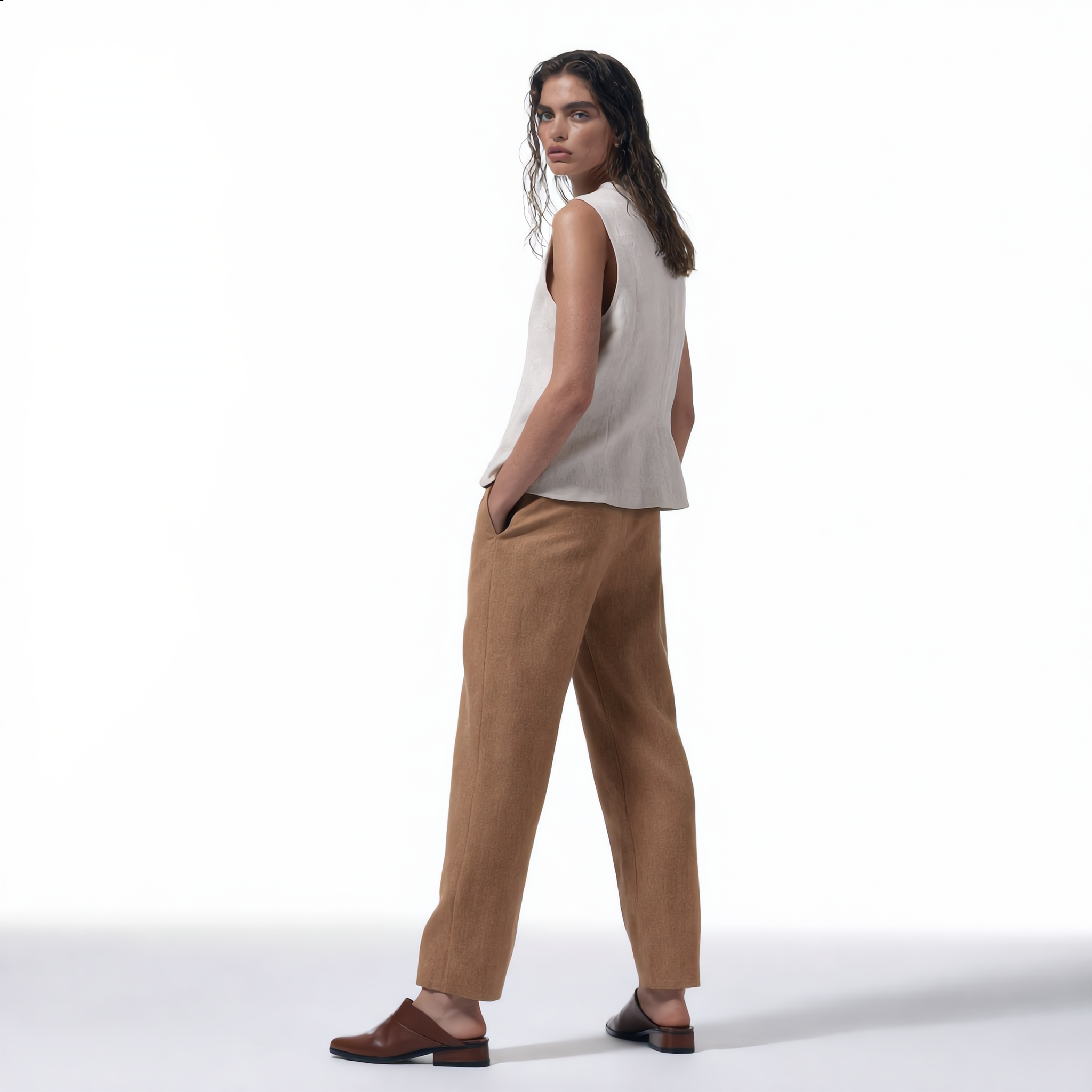 Tailored Linen Cotton Blend Vest