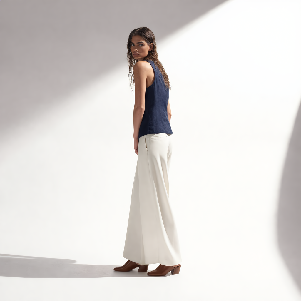 Tailored Linen Cotton Blend Vest