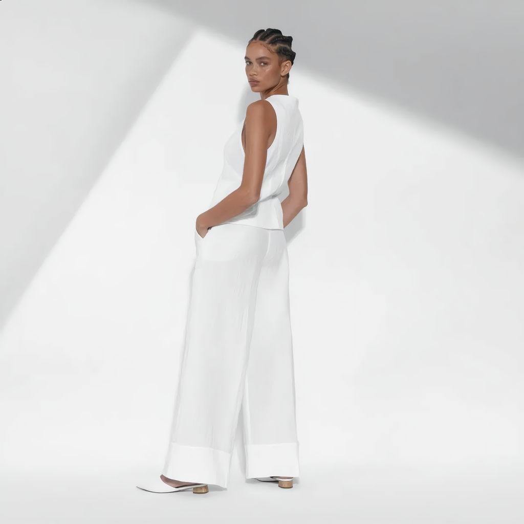 Cotton Vest Trousers Set Elasticated Waist