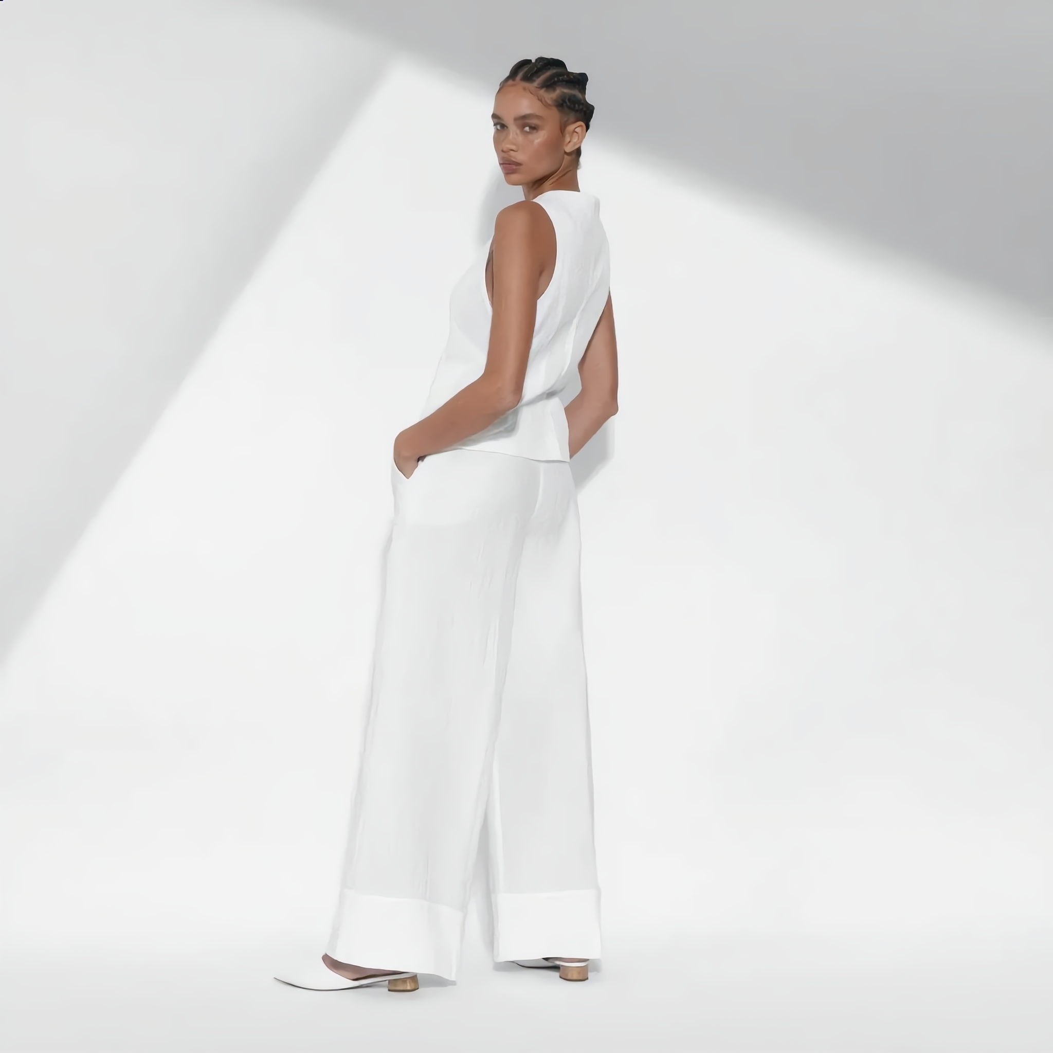 Cotton Vest Trousers Set Elasticated Waist
