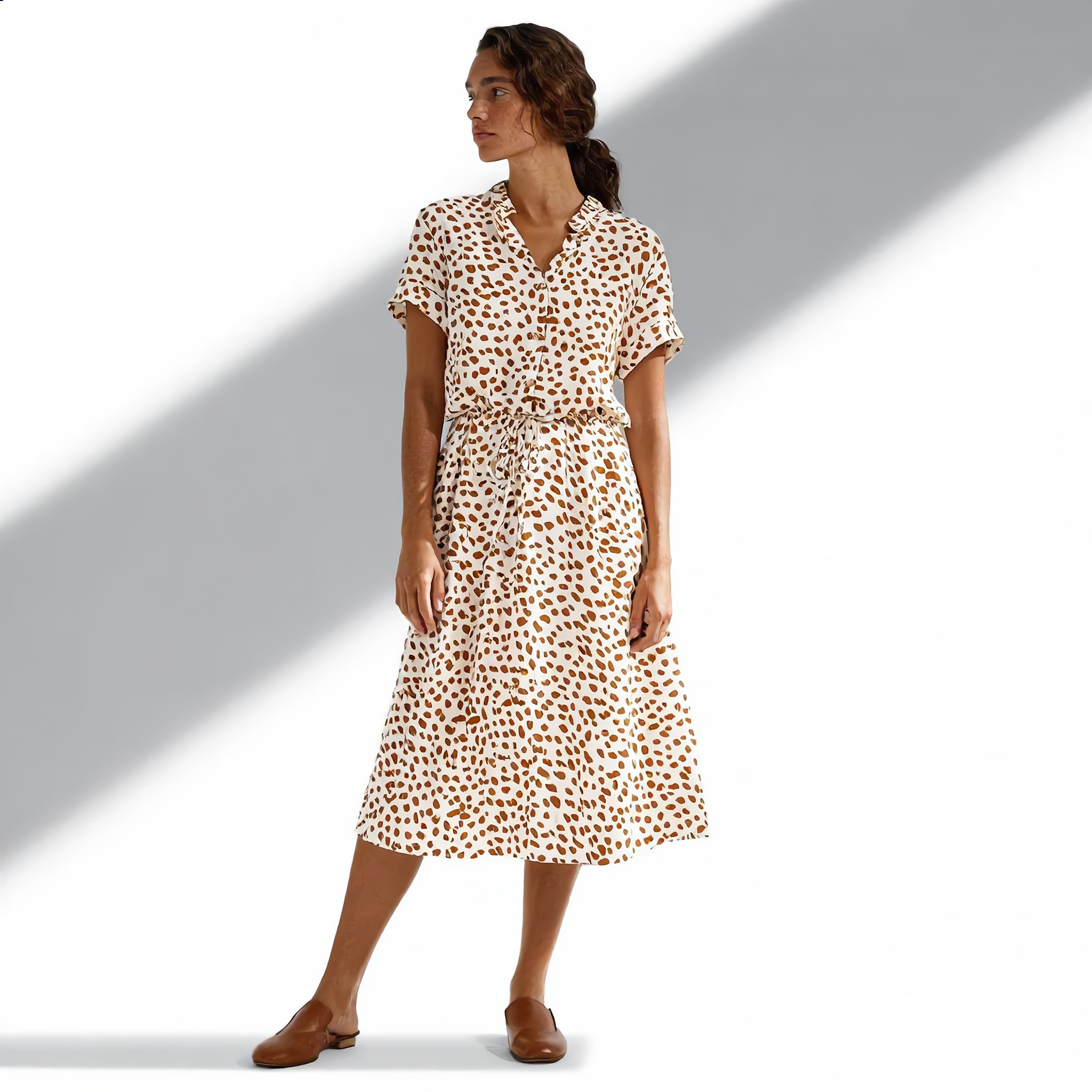 Printed Belted Shirt Dress