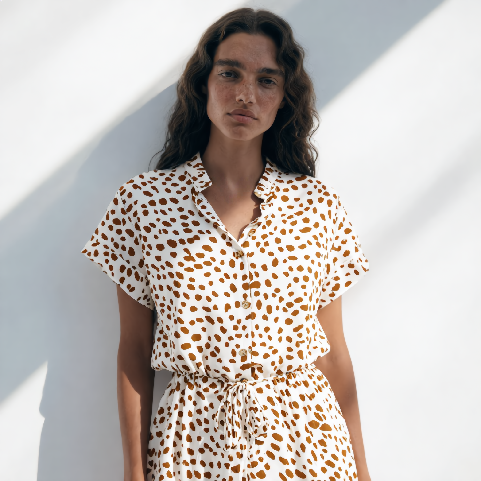 Printed Belted Shirt Dress