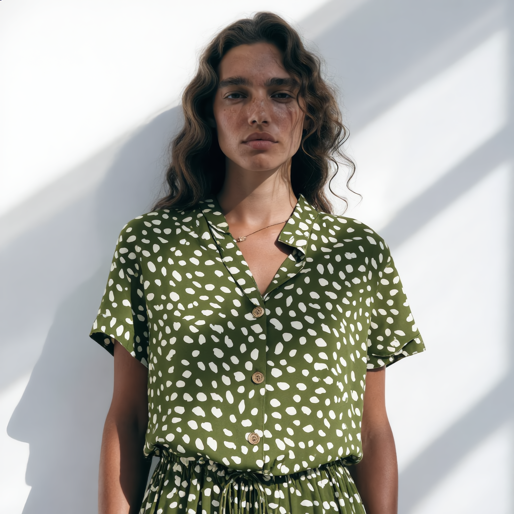 Printed Belted Shirt Dress