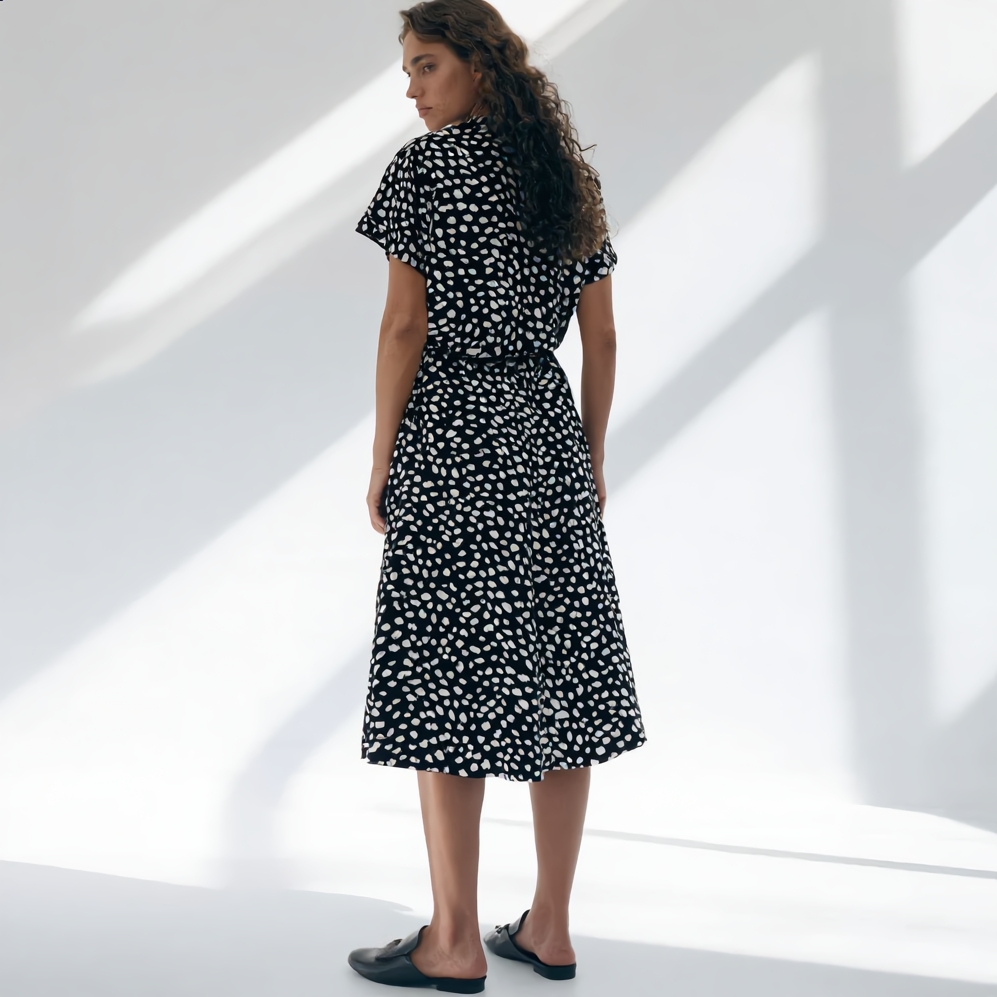 Printed Belted Shirt Dress