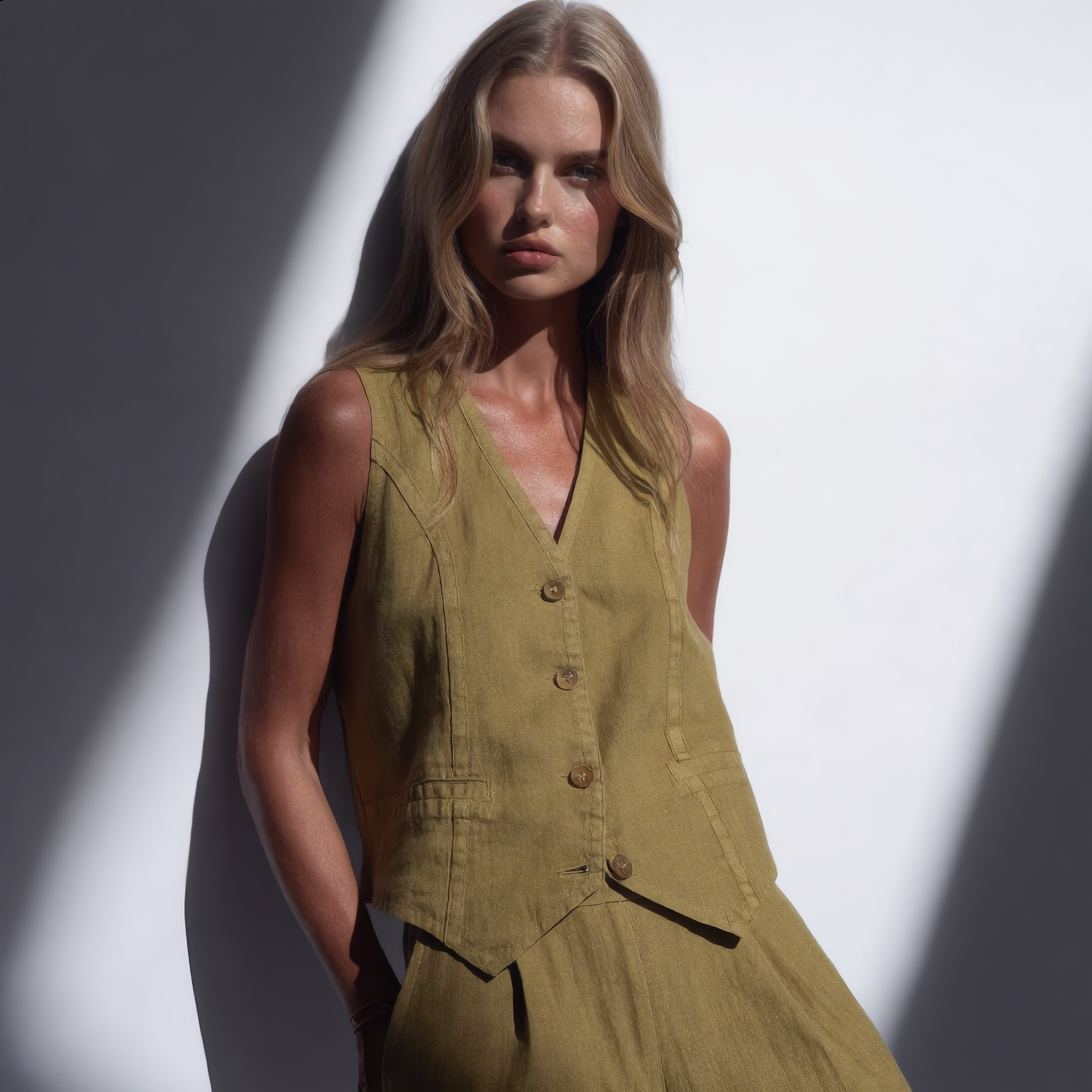 Cotton Vest Trousers Set Elasticated Waist