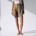 Linen Short High Waist Pleated