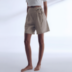 Linen Short High Waist Pleated